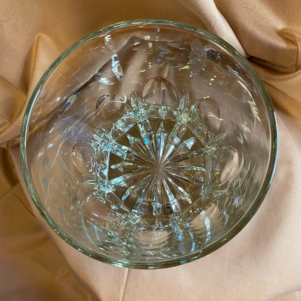 Vintage Princess House Heritage Collection Etched Floral Lead Crystal Ice Bucket